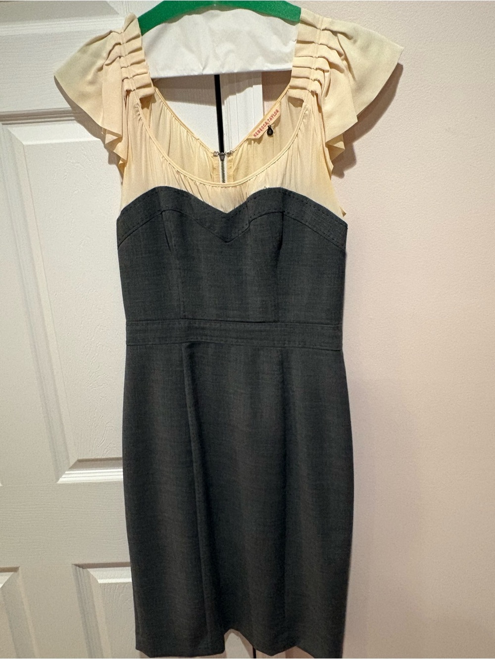 Rebecca Taylor Cream and Charcoal Two-Tone Midi Dress size 4-6